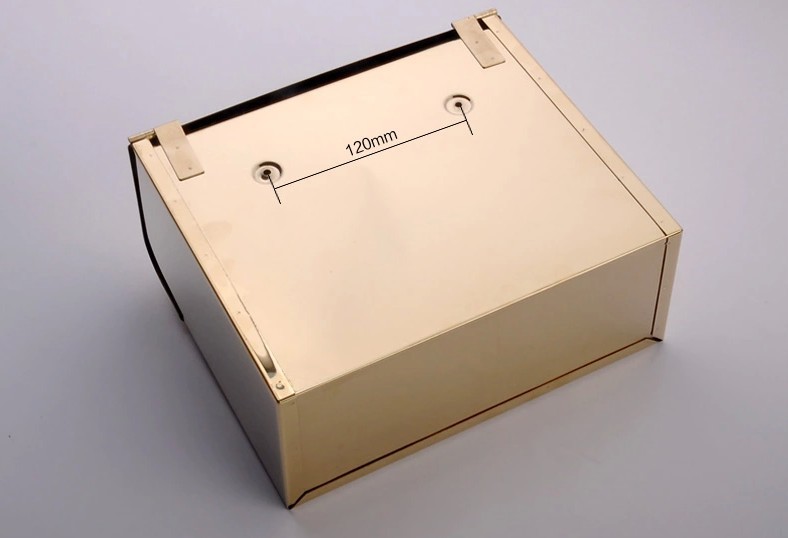 201不锈钢金色纸巾架欧式方形纸巾盒封闭式浴室草纸盒方形手纸盒